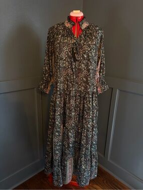 Paani Boho Paisley Tassel Maxi Dress S